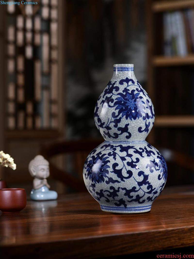 Jingdezhen ceramics furnishing articles flower arranging hand-painted archaize sitting room of large blue and white porcelain vase Chinese style household decoration