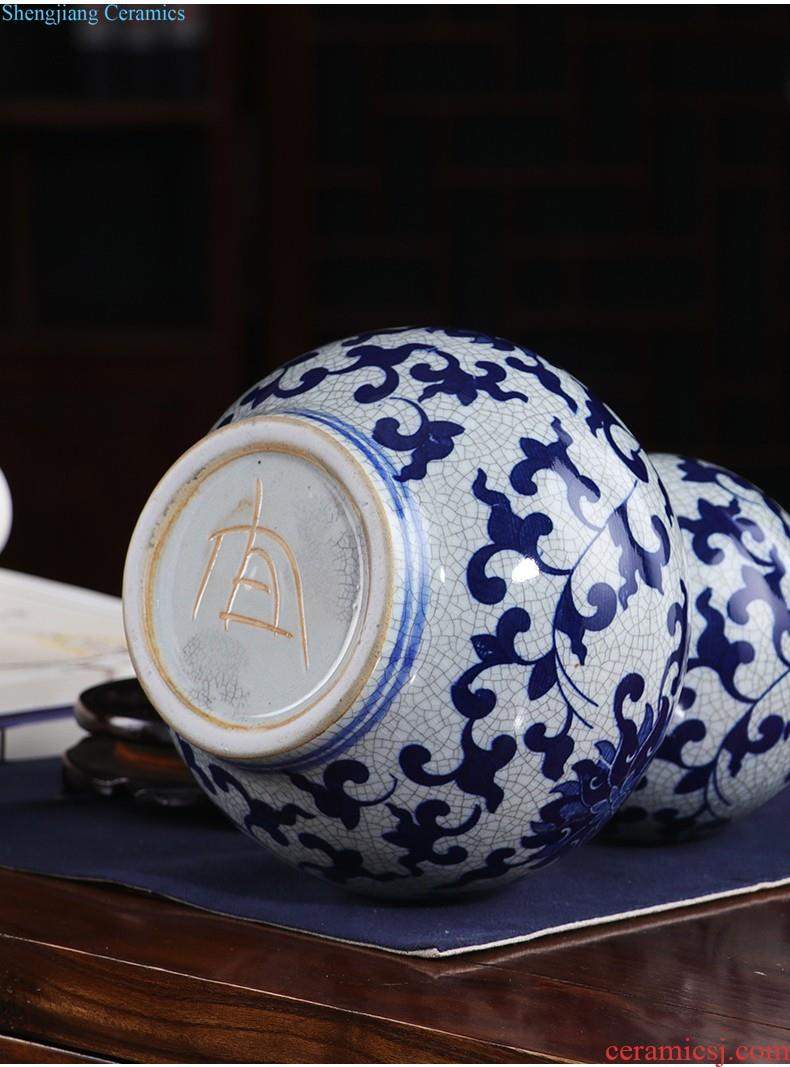 Jingdezhen ceramics furnishing articles flower arranging hand-painted archaize sitting room of large blue and white porcelain vase Chinese style household decoration