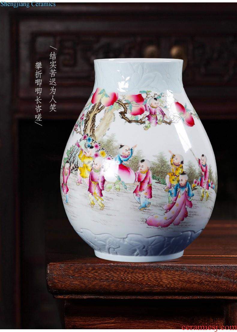 Jingdezhen ceramic vase furnishing articles of Chinese style hand draw archaize large blue and white porcelain vase of large flower, flower decoration