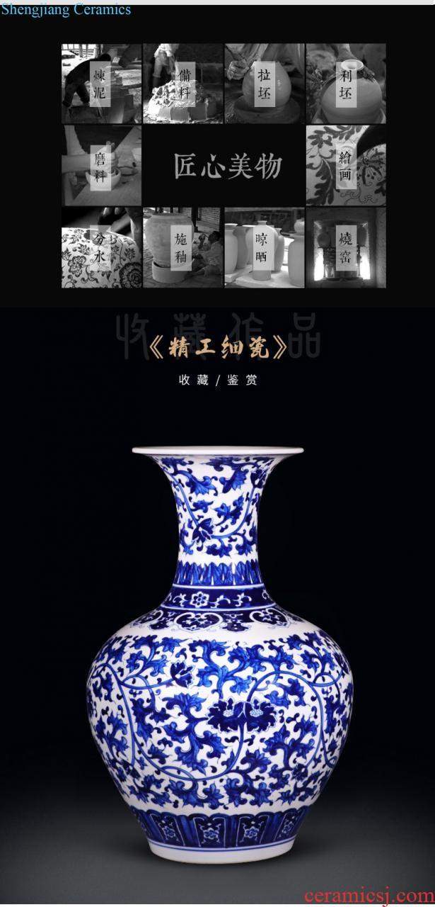 Jingdezhen ceramics of large vase furnishing articles large sitting room of Chinese style household adornment hand-painted porcelain arranging flowers