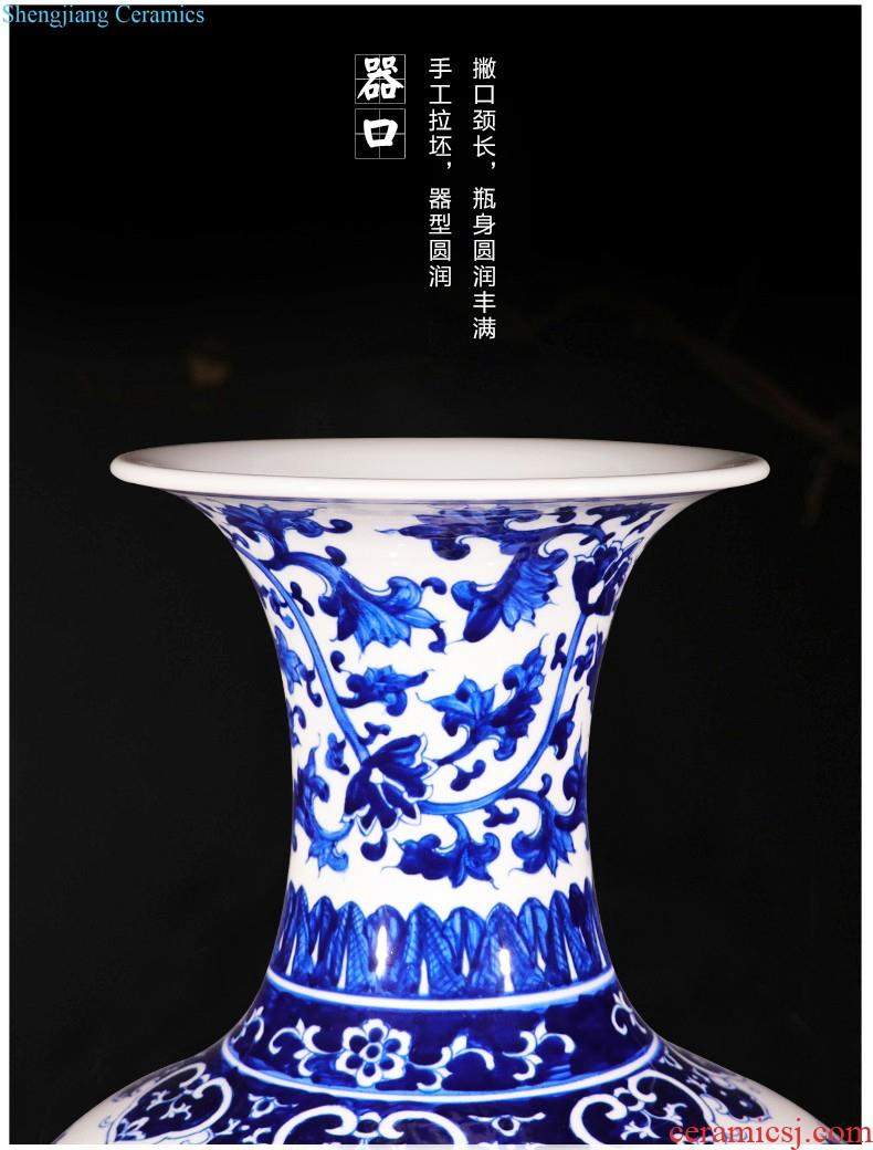 Jingdezhen ceramics of large vase furnishing articles large sitting room of Chinese style household adornment hand-painted porcelain arranging flowers