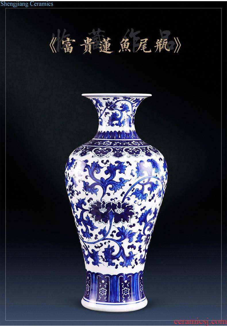 Jingdezhen ceramics of large vase furnishing articles large sitting room of Chinese style household adornment hand-painted porcelain arranging flowers