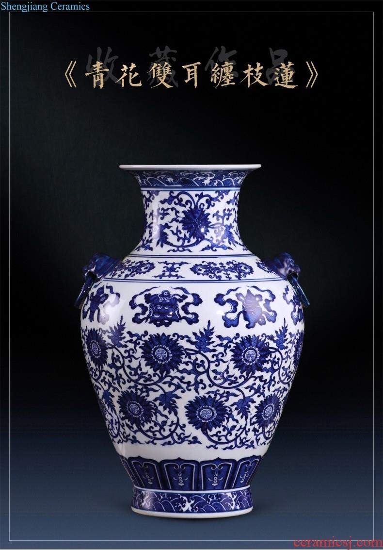 Jingdezhen porcelain ceramic hand-painted porcelain youligong gourd flower vase is placed the new Chinese style household ornaments