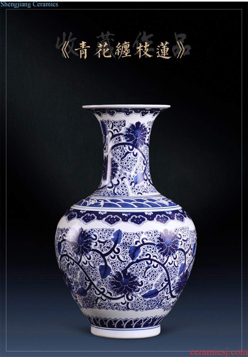 Jingdezhen ceramics craft the colour blue vase flower arranging new Chinese style household furnishing articles sitting room adornment ornament