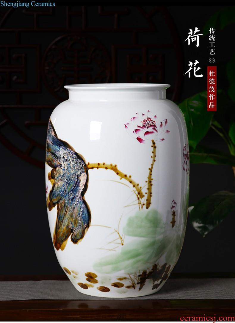 Jingdezhen ceramics ruby red vase flower arranging place new sitting room adornment cabinet decoration of Chinese style household porcelain