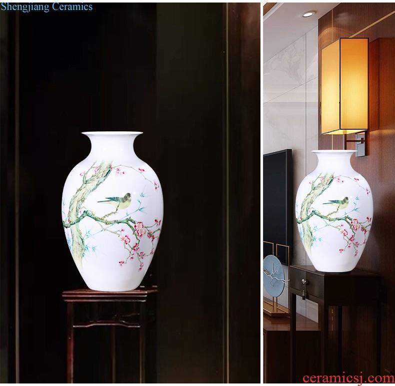 Jingdezhen ceramic vase landed large plum bottle hand-painted scenery surd sitting room place hotel decoration