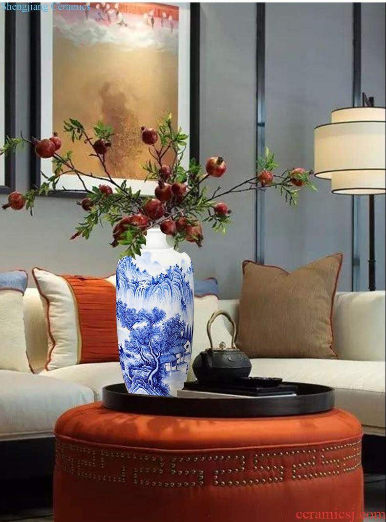 Jingdezhen ceramic green glaze antique vase floral organ living room flower arranging modern classical household rich ancient frame furnishing articles