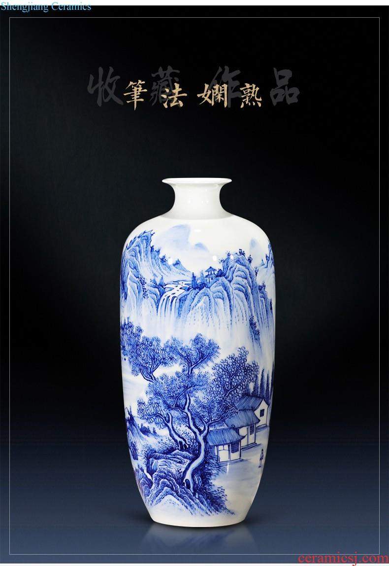 Jingdezhen ceramic green glaze antique vase floral organ living room flower arranging modern classical household rich ancient frame furnishing articles