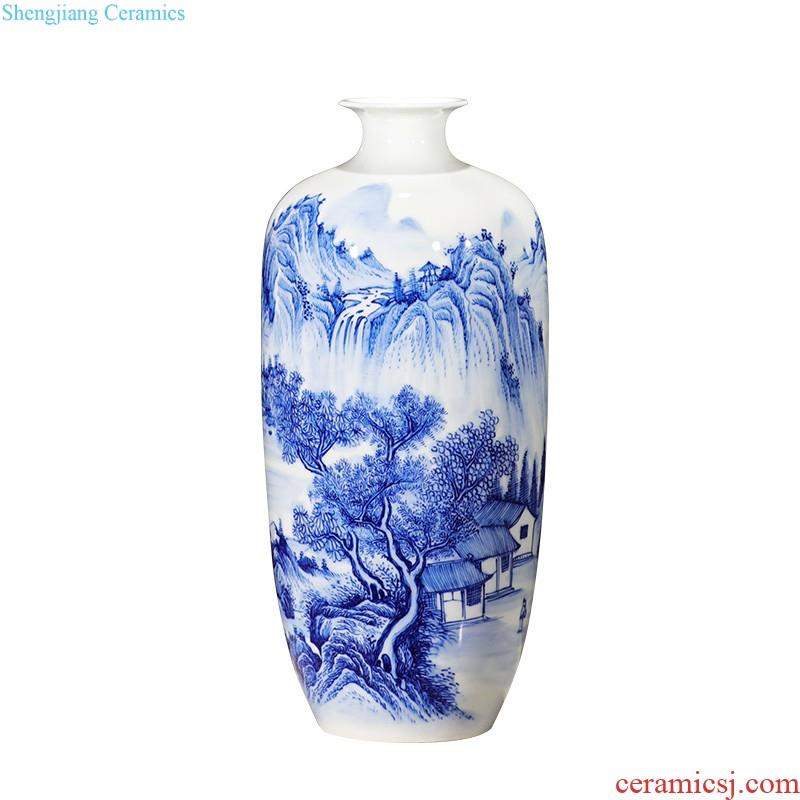 Jingdezhen ceramic green glaze antique vase floral organ living room flower arranging modern classical household rich ancient frame furnishing articles