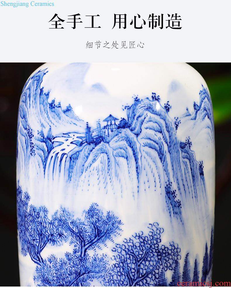 Jingdezhen ceramic green glaze antique vase floral organ living room flower arranging modern classical household rich ancient frame furnishing articles