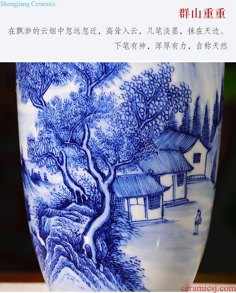 Jingdezhen ceramic green glaze antique vase floral organ living room flower arranging modern classical household rich ancient frame furnishing articles