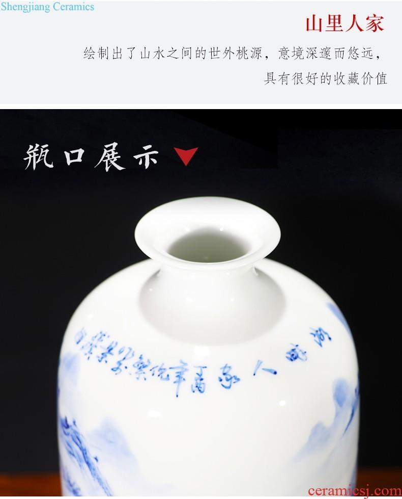 Jingdezhen ceramic green glaze antique vase floral organ living room flower arranging modern classical household rich ancient frame furnishing articles