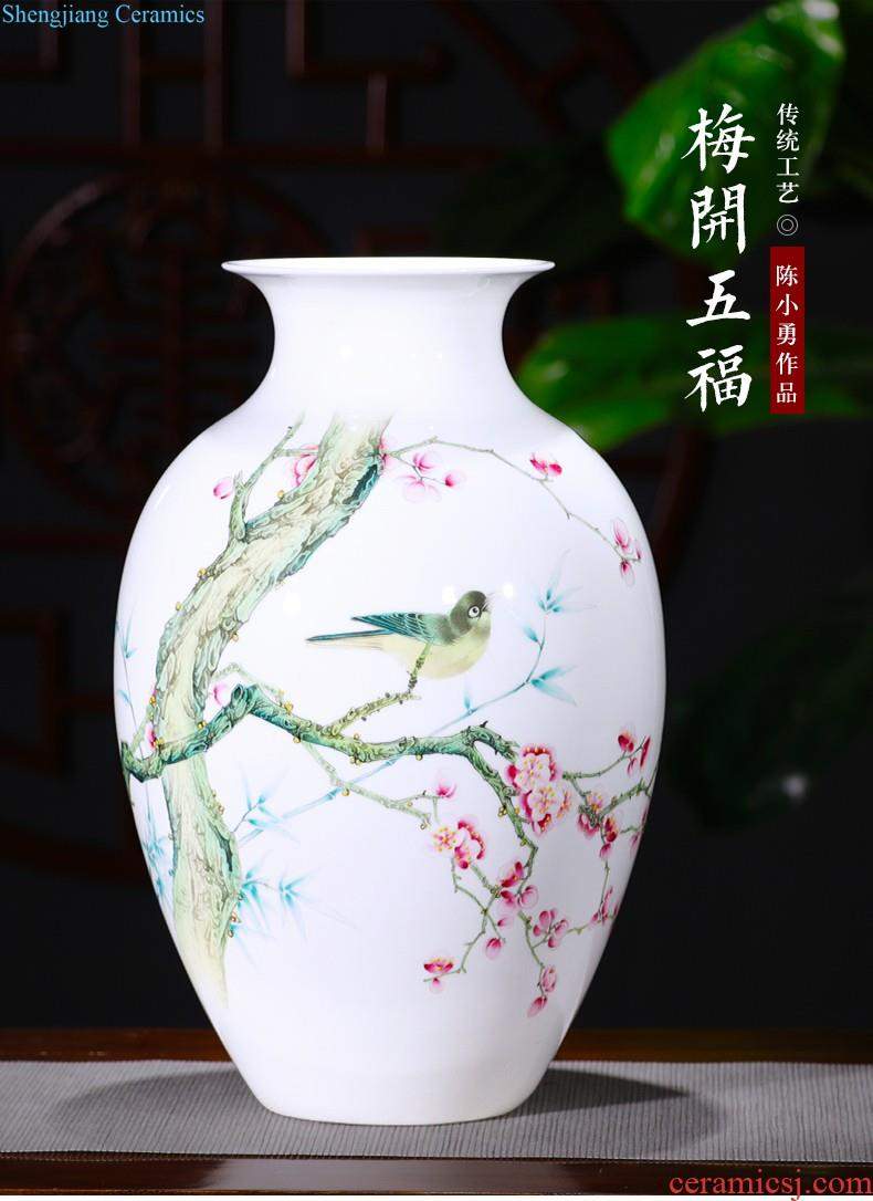 Jingdezhen ceramic vase landed large plum bottle hand-painted scenery surd sitting room place hotel decoration