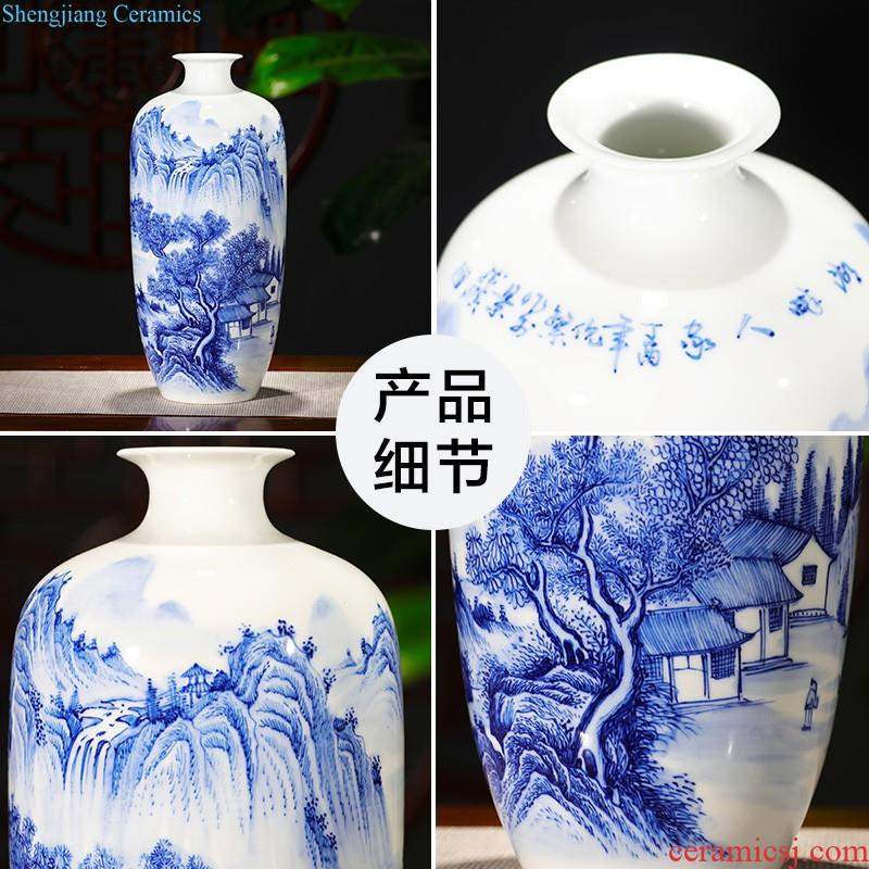 Jingdezhen ceramic green glaze antique vase floral organ living room flower arranging modern classical household rich ancient frame furnishing articles