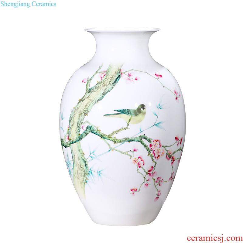 Jingdezhen ceramic vase landed large plum bottle hand-painted scenery surd sitting room place hotel decoration