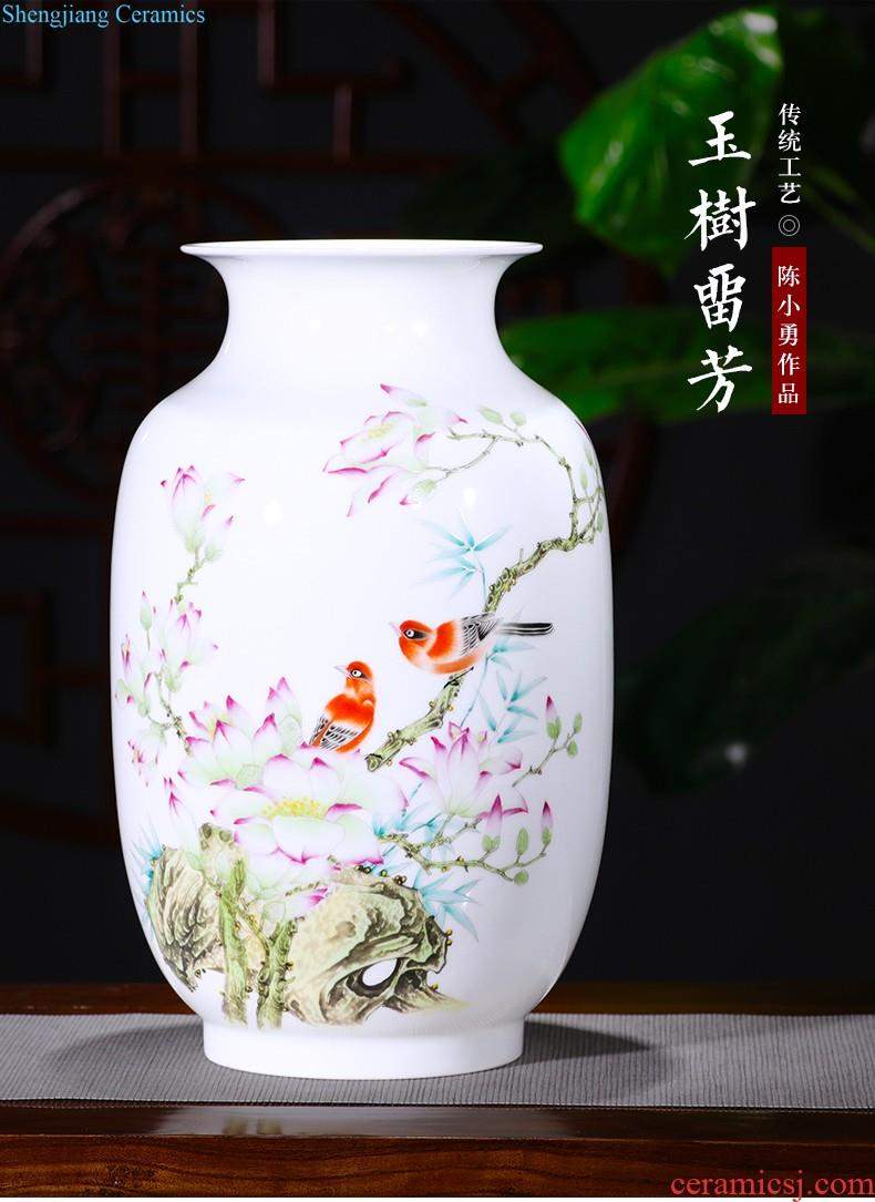 Jingdezhen ceramic furnishing articles hand-painted thin body new Chinese style household vase living room TV ark adornment ornament