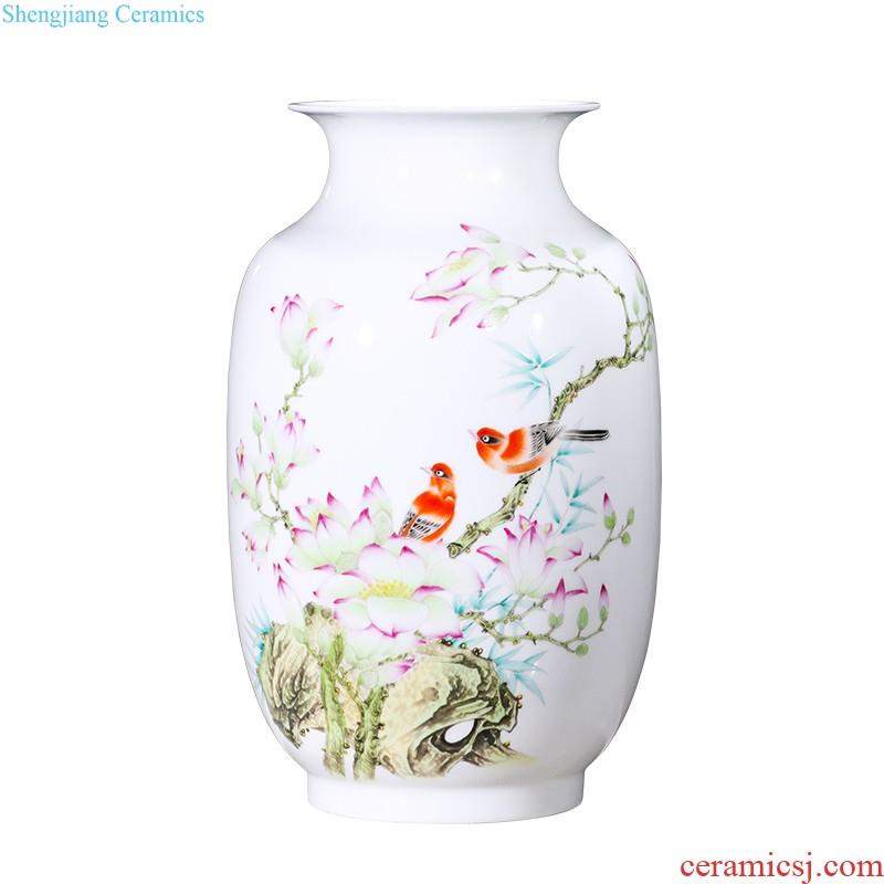 Jingdezhen ceramic furnishing articles hand-painted thin body new Chinese style household vase living room TV ark adornment ornament