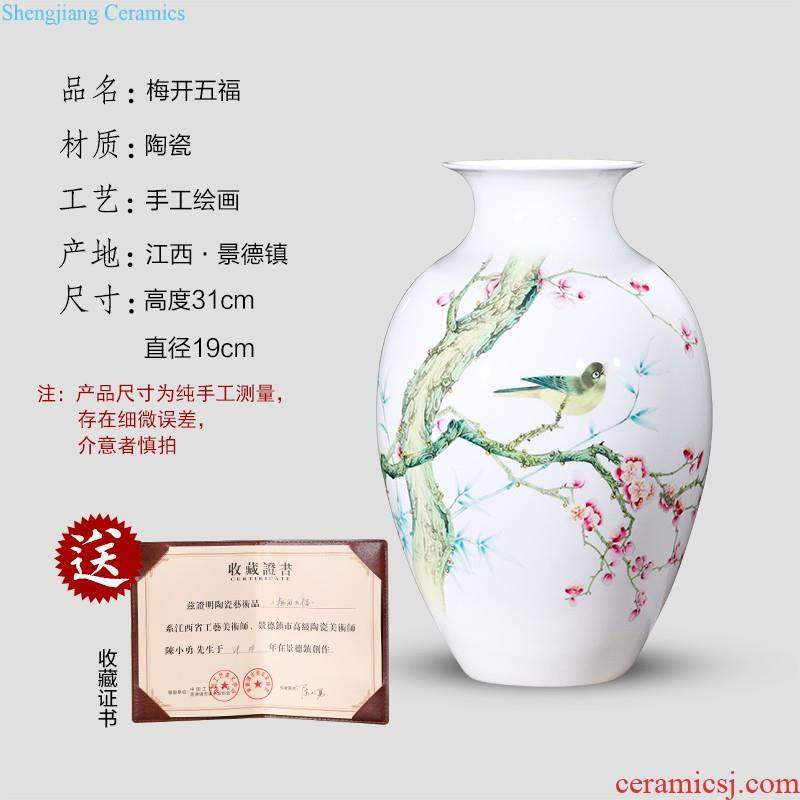 Jingdezhen ceramic vase landed large plum bottle hand-painted scenery surd sitting room place hotel decoration