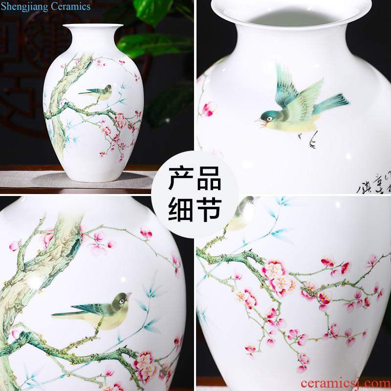 Jingdezhen ceramic vase landed large plum bottle hand-painted scenery surd sitting room place hotel decoration