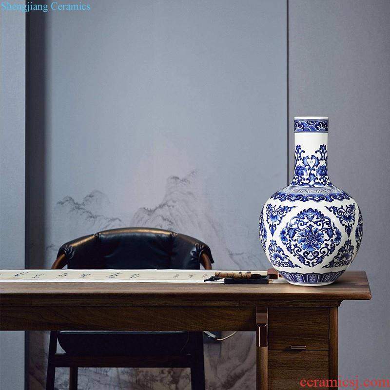 Jingdezhen ceramics hand-painted thin body of blue and white porcelain vase vase furnishing articles new Chinese style home sitting room adornment