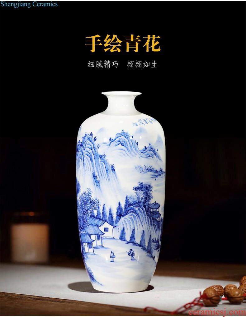 Jingdezhen ceramic green glaze antique vase floral organ living room flower arranging modern classical household rich ancient frame furnishing articles