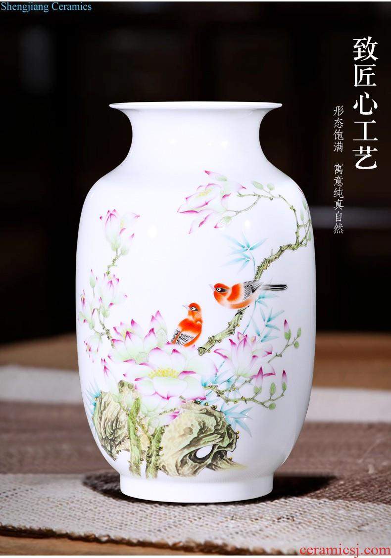 Jingdezhen ceramic furnishing articles hand-painted thin body new Chinese style household vase living room TV ark adornment ornament