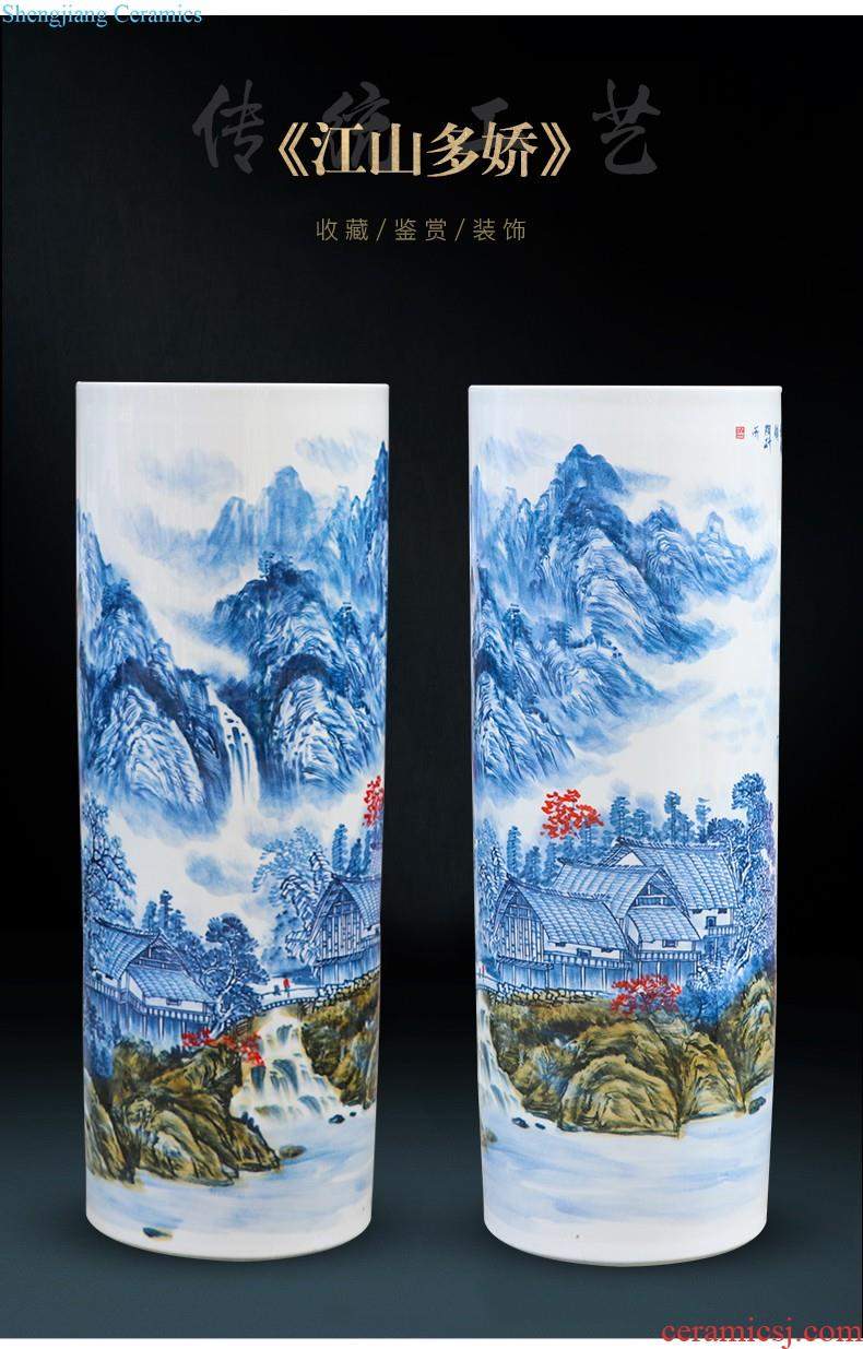 Famous master of jingdezhen ceramics hand-painted color TV sitting room adornment ark furnishing articles under glaze blue and white porcelain vase