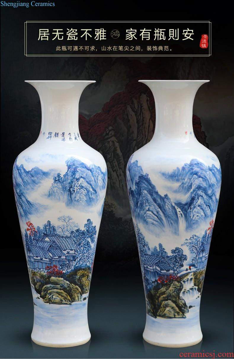 Jingdezhen ceramic vase furnishing articles list hand-painted blooming flowers flower implement Chinese style household adornment blue and white porcelain vase