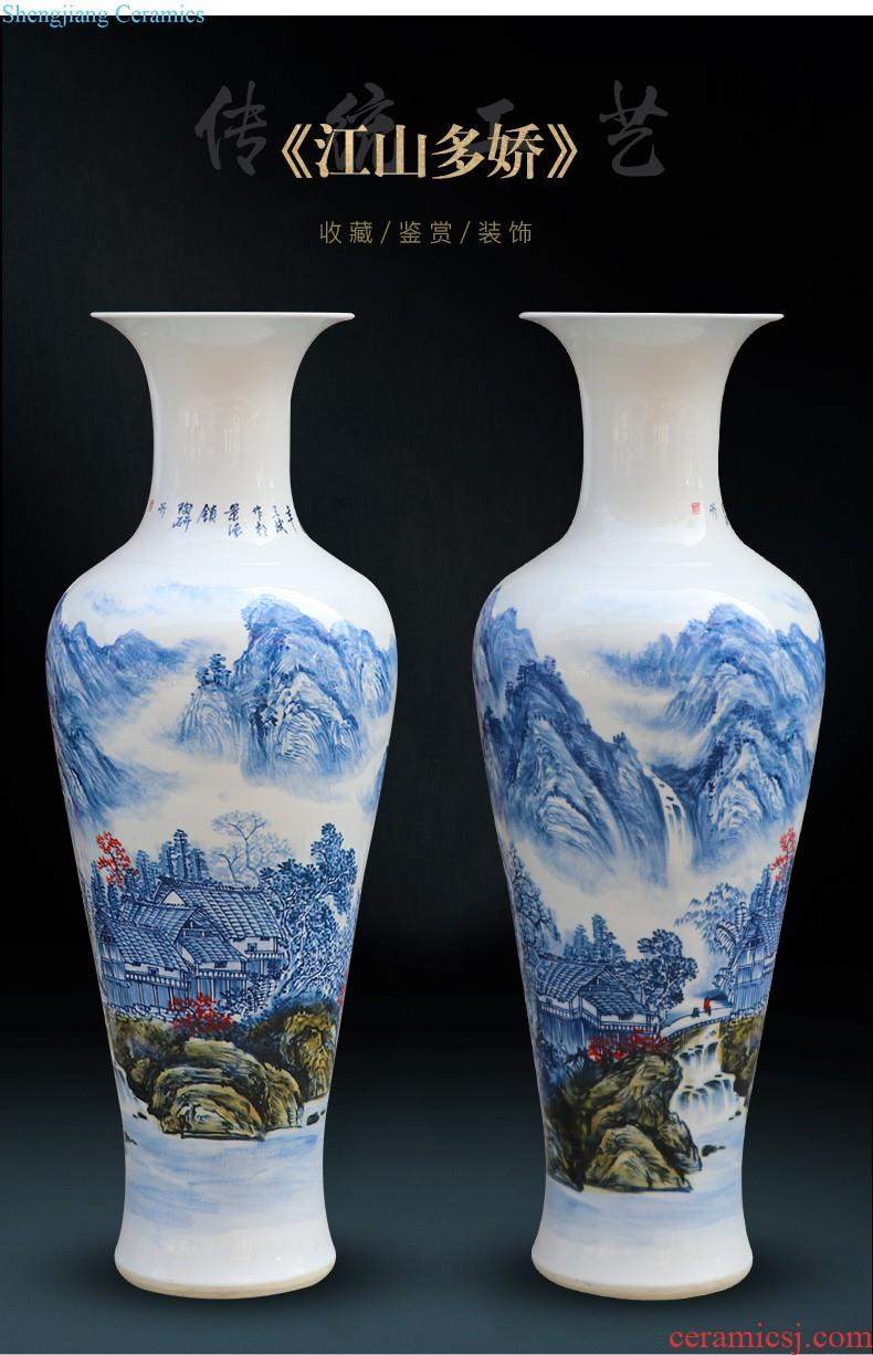 Jingdezhen ceramic vase furnishing articles list hand-painted blooming flowers flower implement Chinese style household adornment blue and white porcelain vase