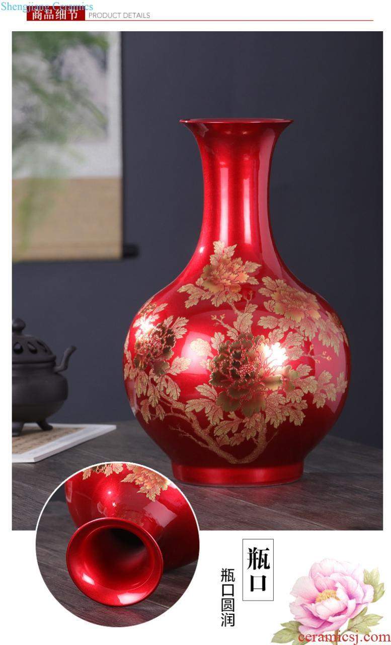 Jingdezhen ceramic vase furnishing articles sitting room flower arranging pastel hollow-out porcelain of modern Chinese style household wine accessories