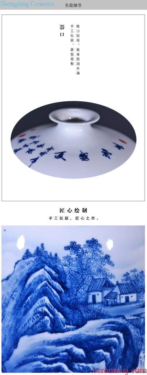 Jingdezhen ceramics Under the glaze color blue and white antique hand-painted youligong vases, flower arrangement sitting room place decoration