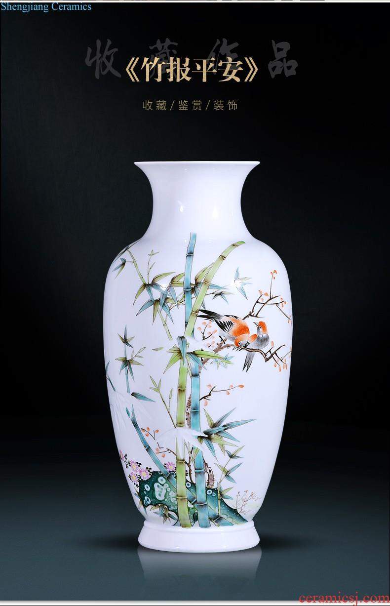 Jingdezhen ceramics green glaze furnishing articles new Chinese style household pastel landscape vases, flower arranging the sitting room porch decoration