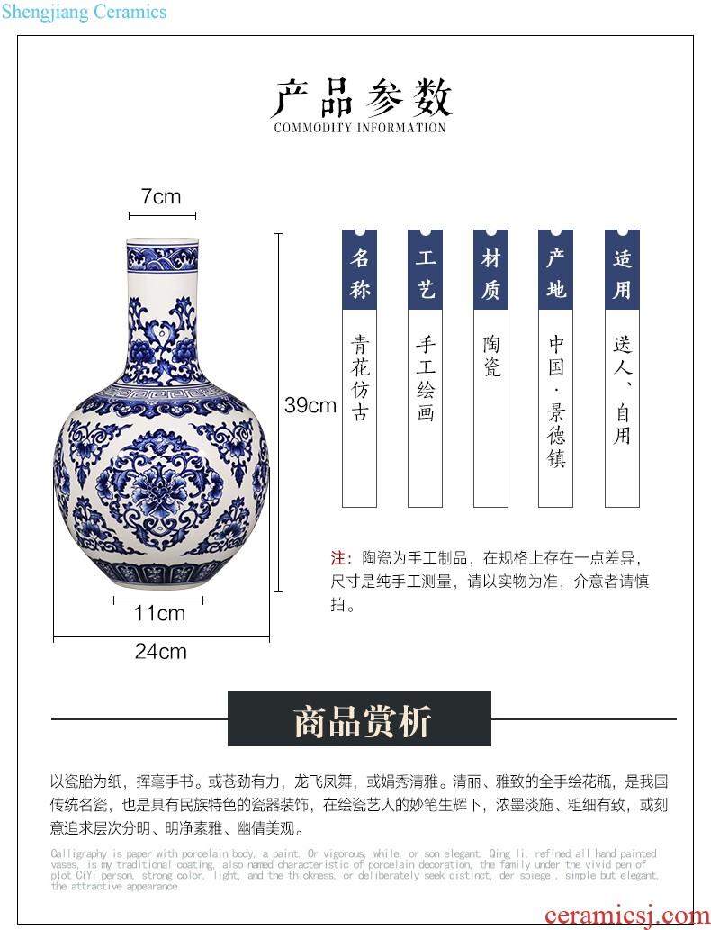 Jingdezhen ceramics hand-painted thin body of blue and white porcelain vase vase furnishing articles new Chinese style home sitting room adornment