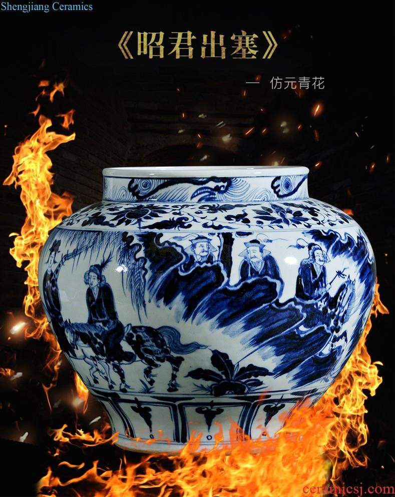 Jingdezhen ceramics and exquisite knife clay under the green glaze hand-painted color vases, flower arranging flowers is contemporary and contracted sitting room