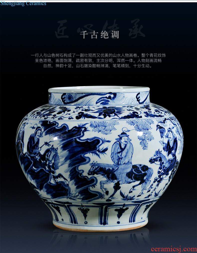 Jingdezhen ceramics and exquisite knife clay under the green glaze hand-painted color vases, flower arranging flowers is contemporary and contracted sitting room