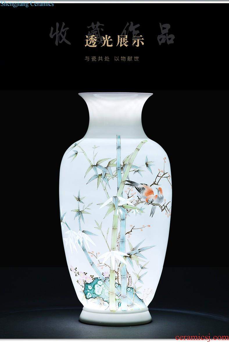 Jingdezhen ceramics green glaze furnishing articles new Chinese style household pastel landscape vases, flower arranging the sitting room porch decoration