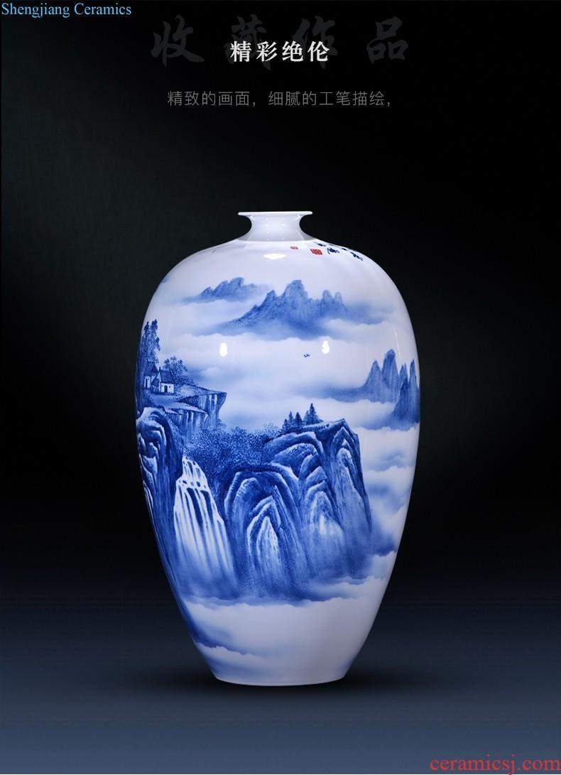 Jingdezhen ceramics Under the glaze color blue and white antique hand-painted youligong vases, flower arrangement sitting room place decoration