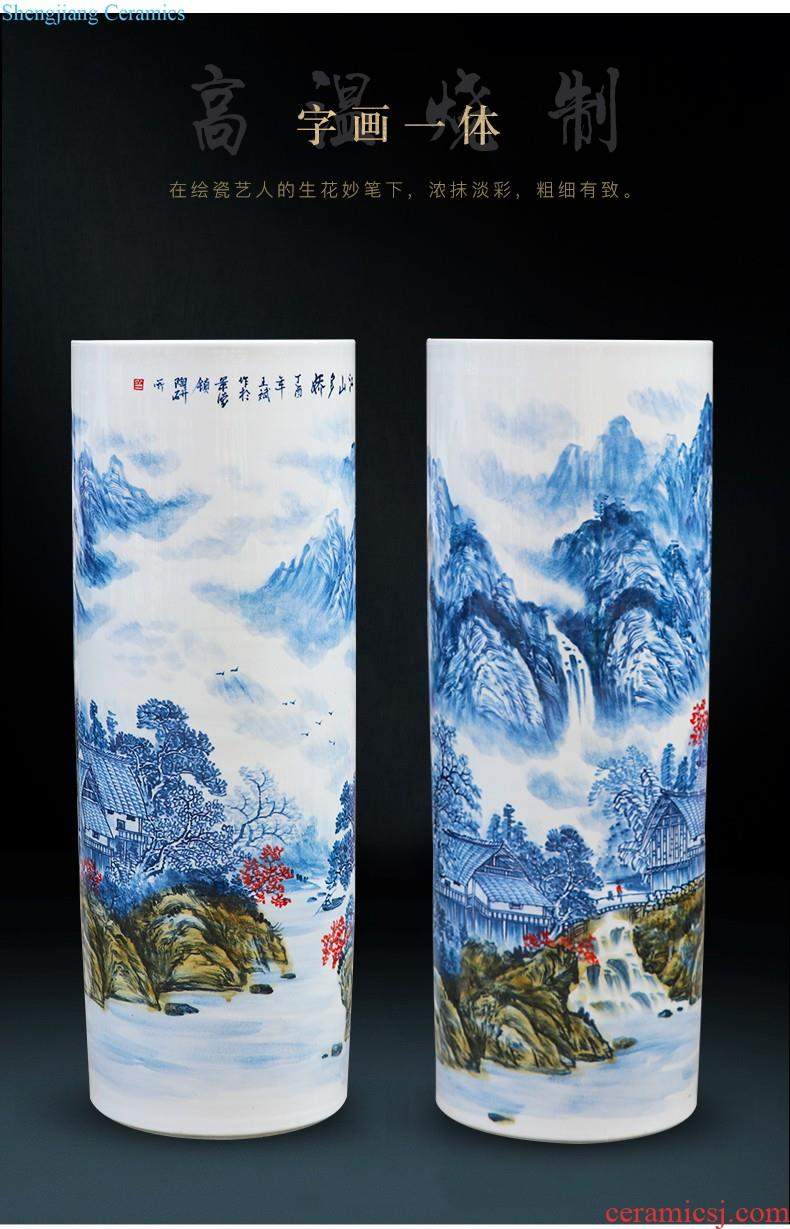 Famous master of jingdezhen ceramics hand-painted color TV sitting room adornment ark furnishing articles under glaze blue and white porcelain vase