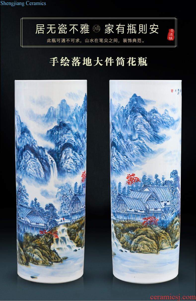 Famous master of jingdezhen ceramics hand-painted color TV sitting room adornment ark furnishing articles under glaze blue and white porcelain vase