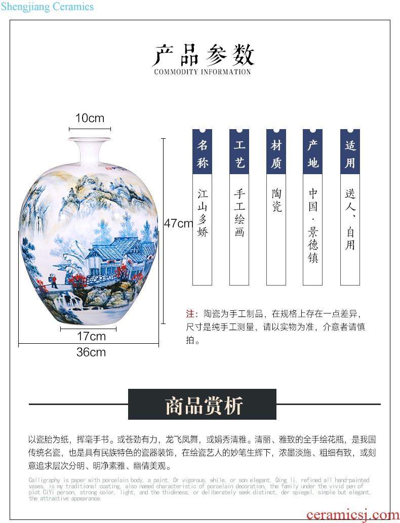 Jingdezhen ceramics vase hand-painted archaize large blue and white porcelain is the sitting room of Chinese style household adornment flower arranging furnishing articles