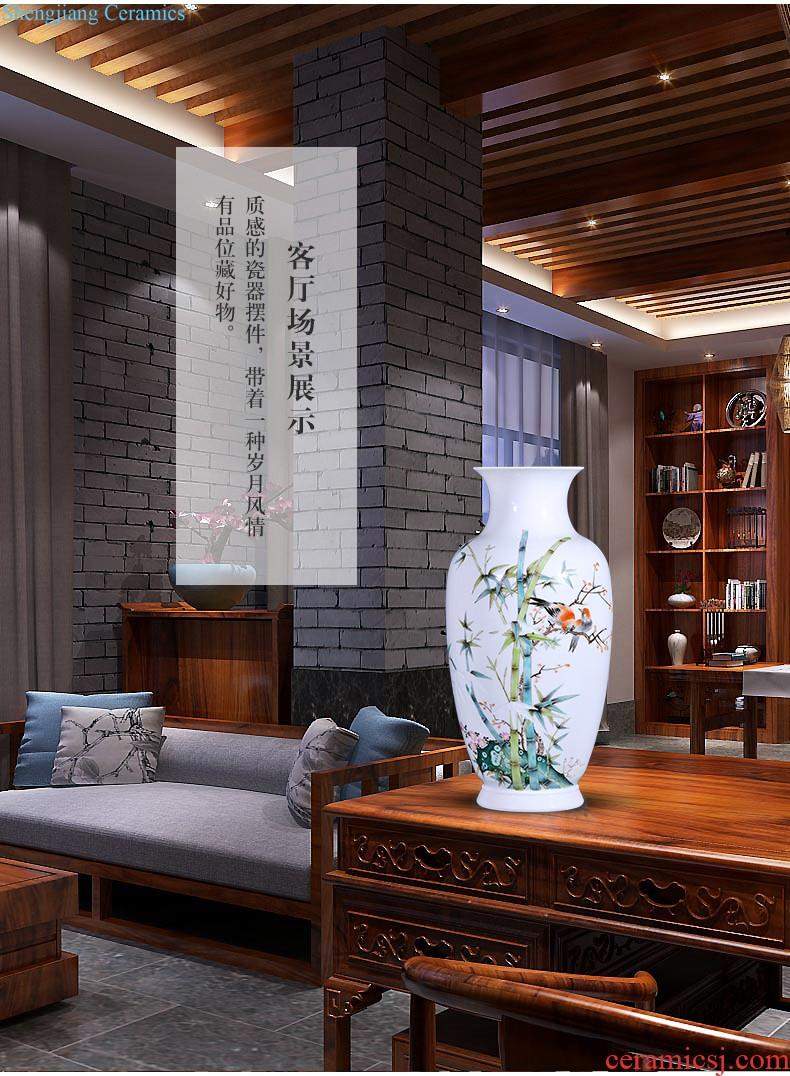 Jingdezhen ceramics green glaze furnishing articles new Chinese style household pastel landscape vases, flower arranging the sitting room porch decoration