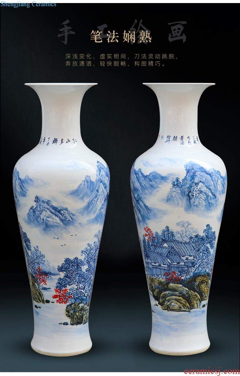 Jingdezhen ceramic vase furnishing articles list hand-painted blooming flowers flower implement Chinese style household adornment blue and white porcelain vase