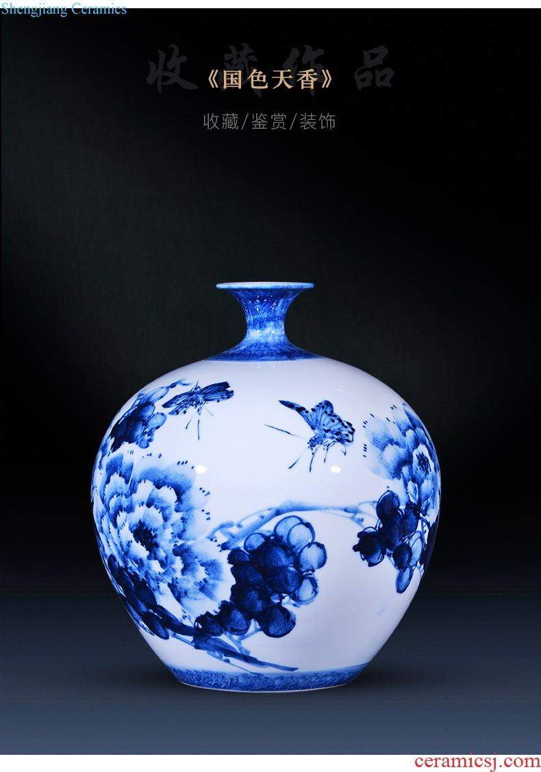 Jingdezhen ceramics vase flower arranging bouquets of dry place new Chinese style living room TV cabinet decoration home decoration