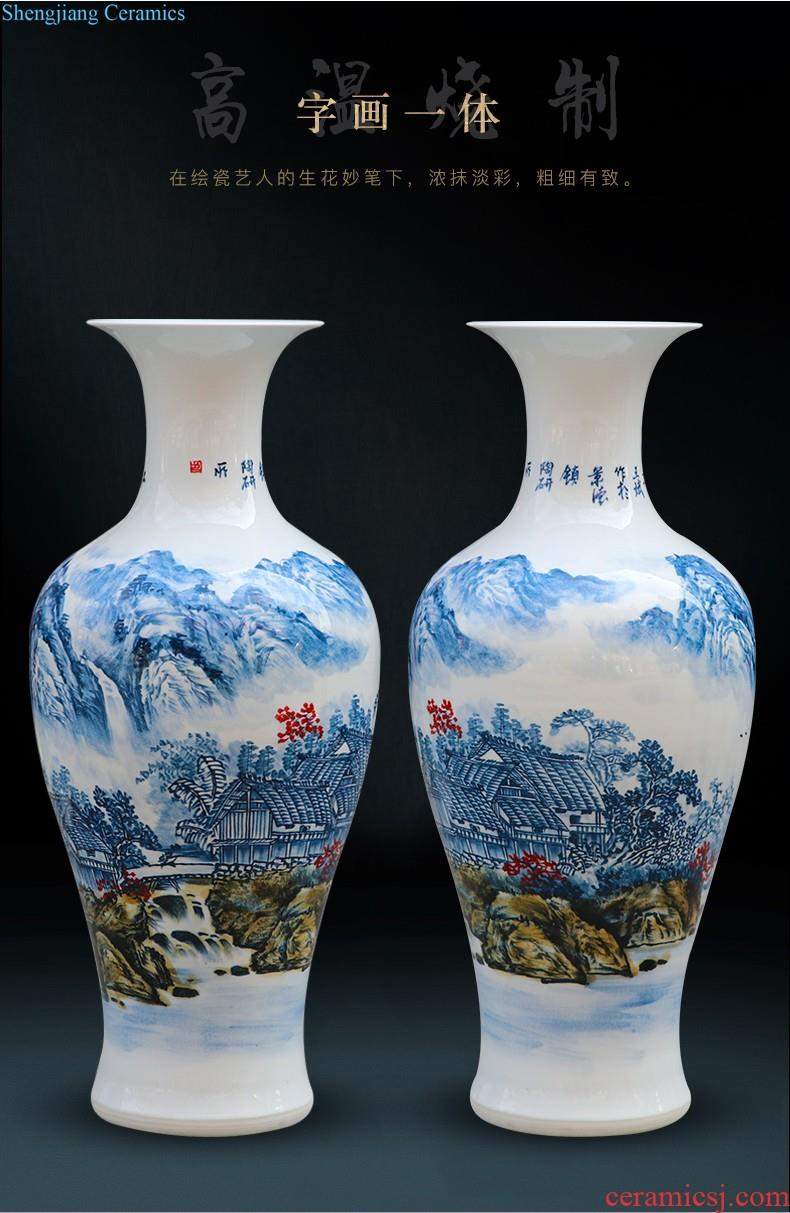 Jingdezhen ceramic vase furnishing articles list hand-painted blooming flowers flower implement Chinese style household adornment blue and white porcelain vase