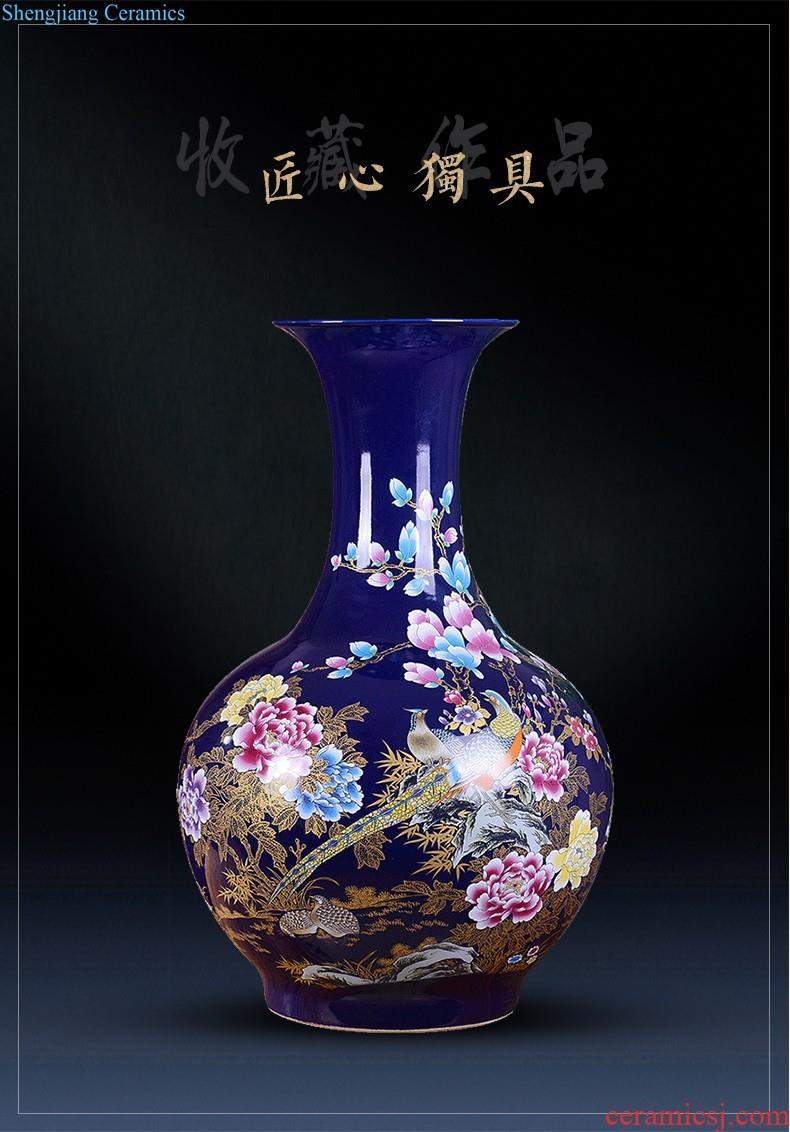 Jingdezhen ceramic vase furnishing articles beaming famille rose gold flower arranging wax gourd bottle of modern Chinese style household decoration