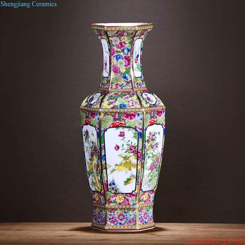 Jingdezhen porcelain ceramic hand-painted porcelain youligong gourd flower vase is placed the new Chinese style household ornaments