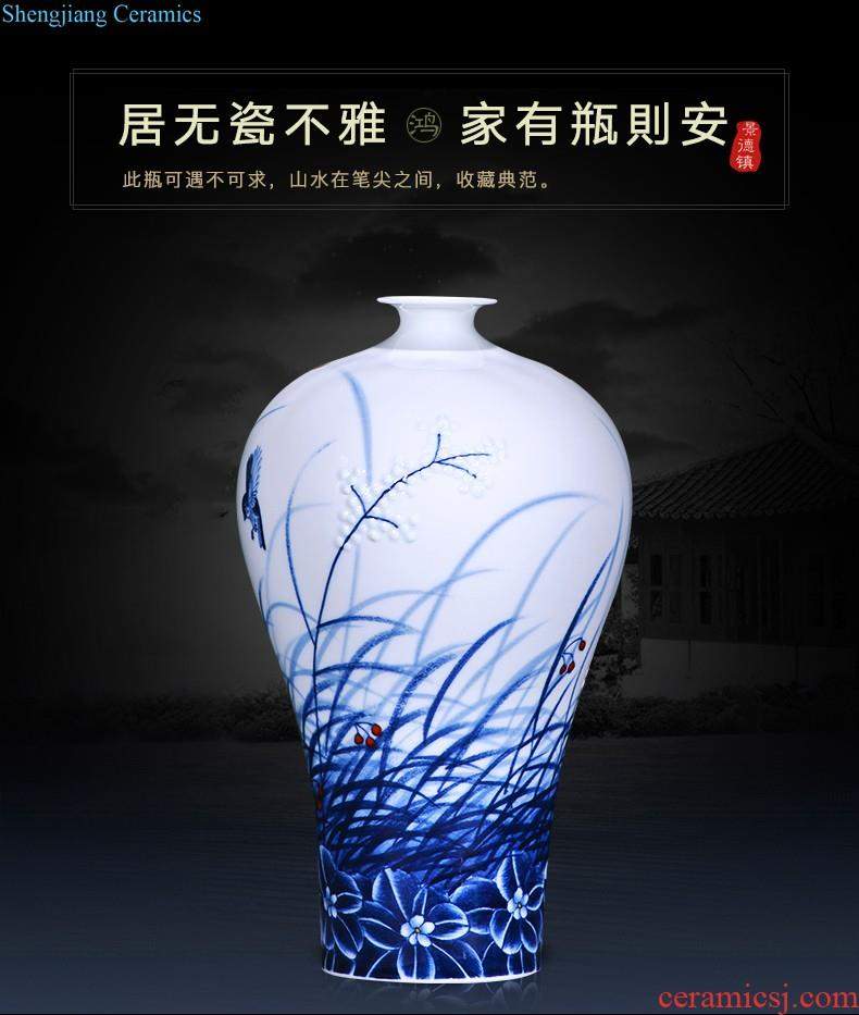 Jingdezhen ceramics hand-painted ceramic vase furnishing articles lotus pond clear interest mei bottles of modern home decoration decoration sitting room