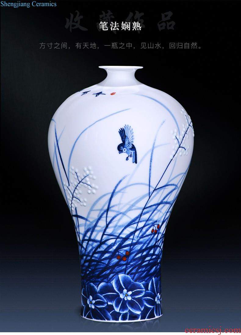 Jingdezhen ceramics hand-painted ceramic vase furnishing articles lotus pond clear interest mei bottles of modern home decoration decoration sitting room