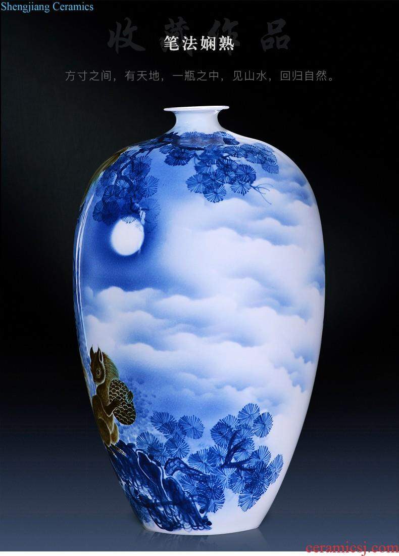 Under the jingdezhen ceramics glaze color blue and white porcelain longfeng ears youligong vases, antique porcelain classical household adornment