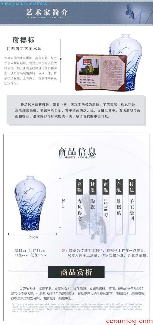 Jingdezhen ceramics hand-painted ceramic vase furnishing articles lotus pond clear interest mei bottles of modern home decoration decoration sitting room